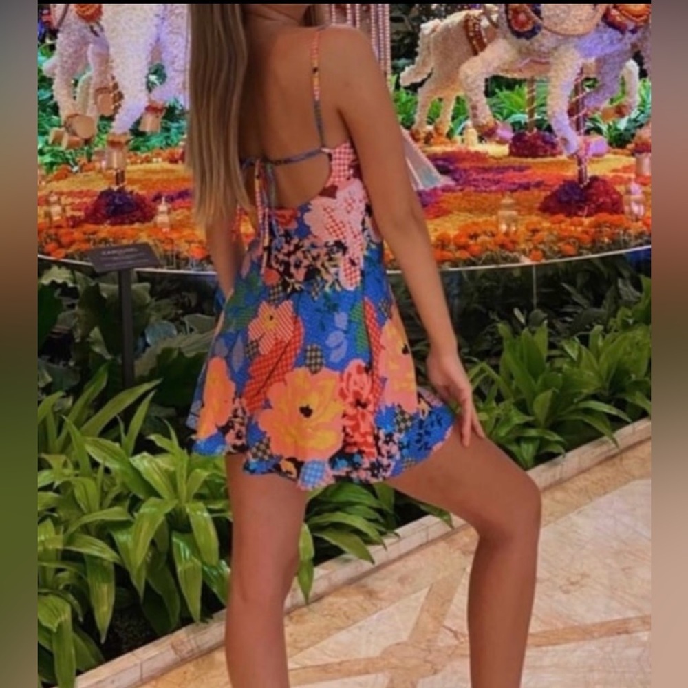 NWT Princess Polly Floral Satin Mini Open Back Dress, Going Out Dress - Picture 4 of 9